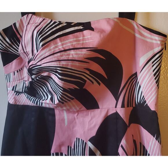 Elie Tahari 10 Ginny Couture Dress Strap Sheath Tropical Miami Deco Print Lined - Picture 2 of 15